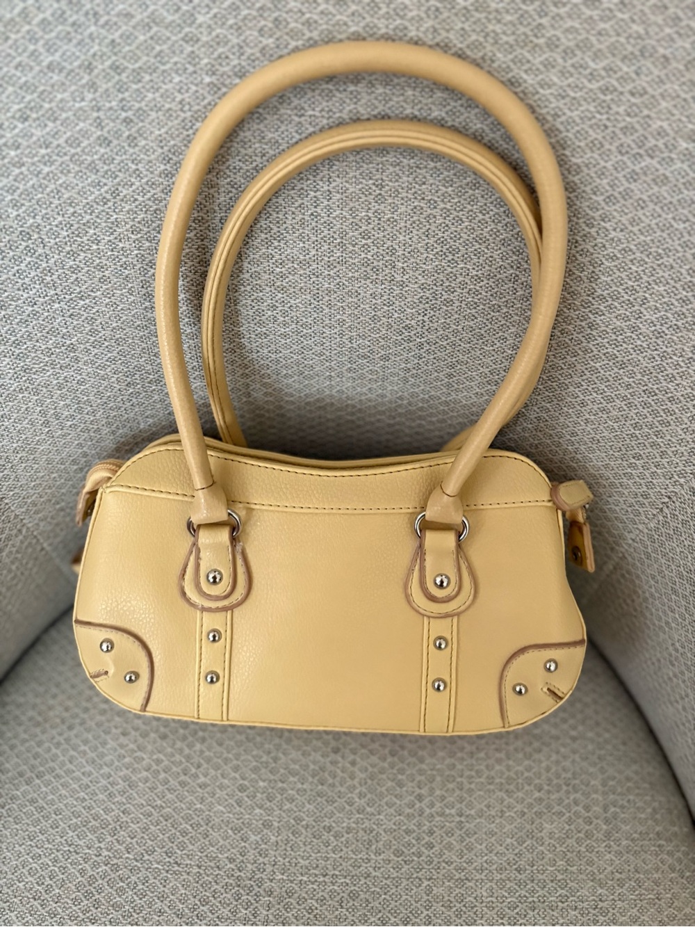 Sun Kissed Pale Yellow Shoulder Bag With Stud Accents NWOT